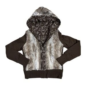 Miss Me Brown Faux Fur Zip Hoodie